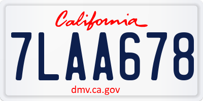 CA license plate 7LAA678