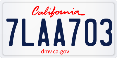 CA license plate 7LAA703