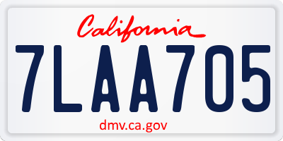 CA license plate 7LAA705