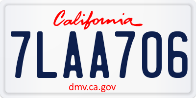 CA license plate 7LAA706