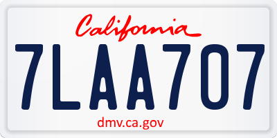 CA license plate 7LAA707
