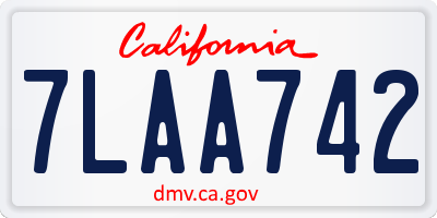 CA license plate 7LAA742