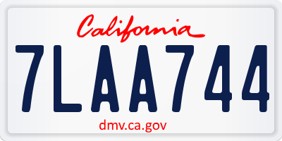 CA license plate 7LAA744