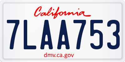 CA license plate 7LAA753