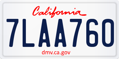 CA license plate 7LAA760