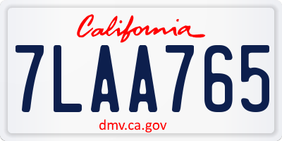 CA license plate 7LAA765