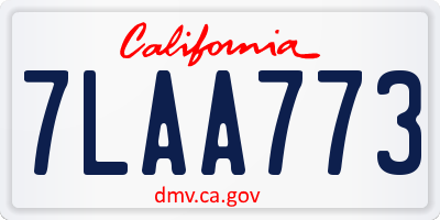 CA license plate 7LAA773
