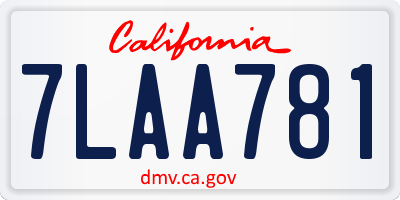 CA license plate 7LAA781