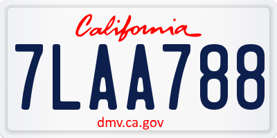 CA license plate 7LAA788