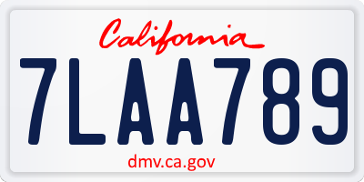 CA license plate 7LAA789