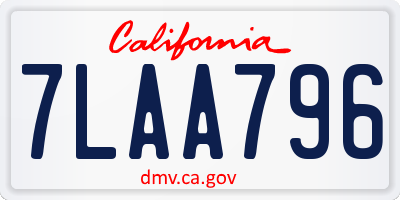 CA license plate 7LAA796