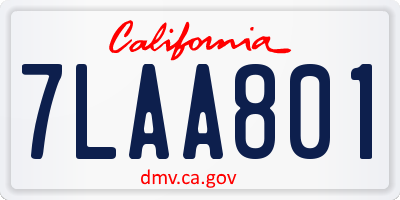 CA license plate 7LAA801