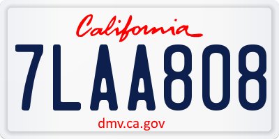 CA license plate 7LAA808