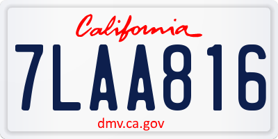 CA license plate 7LAA816