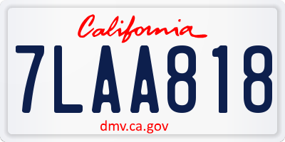 CA license plate 7LAA818