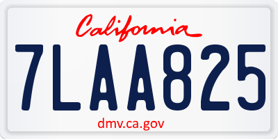 CA license plate 7LAA825