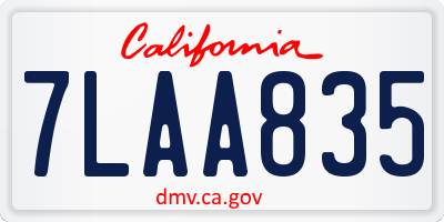 CA license plate 7LAA835