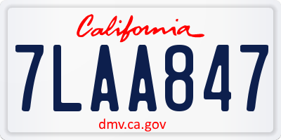 CA license plate 7LAA847