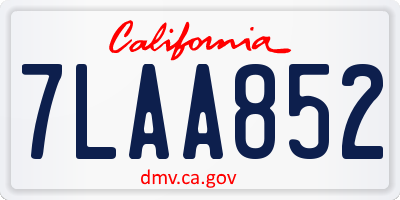 CA license plate 7LAA852