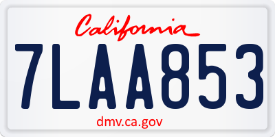 CA license plate 7LAA853
