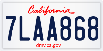 CA license plate 7LAA868