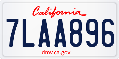 CA license plate 7LAA896