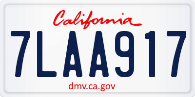 CA license plate 7LAA917
