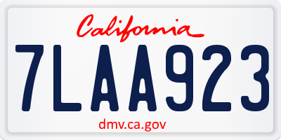 CA license plate 7LAA923