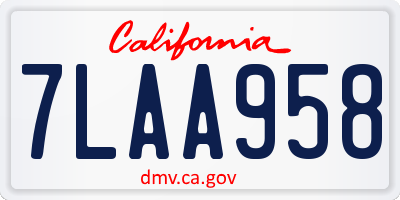 CA license plate 7LAA958