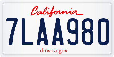 CA license plate 7LAA980
