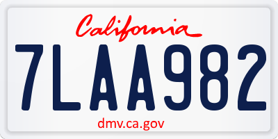 CA license plate 7LAA982
