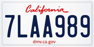 CA license plate 7LAA989