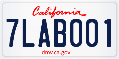CA license plate 7LAB001