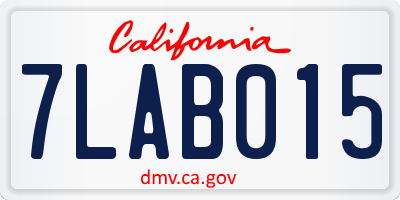 CA license plate 7LAB015