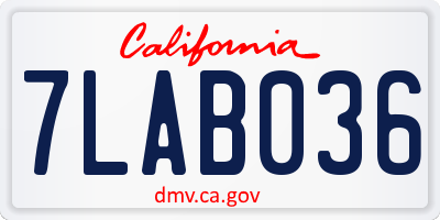CA license plate 7LAB036