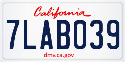 CA license plate 7LAB039