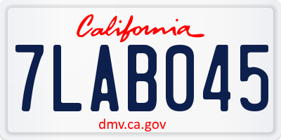 CA license plate 7LAB045
