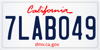 CA license plate 7LAB049
