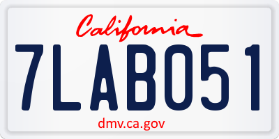 CA license plate 7LAB051