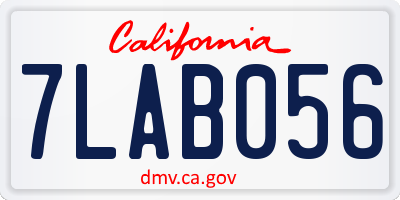 CA license plate 7LAB056