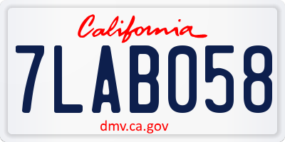 CA license plate 7LAB058
