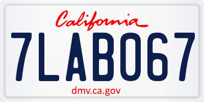 CA license plate 7LAB067