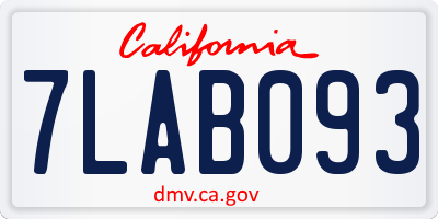 CA license plate 7LAB093