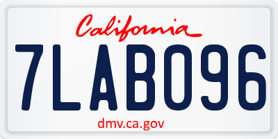 CA license plate 7LAB096