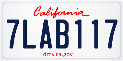 CA license plate 7LAB117