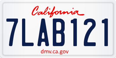 CA license plate 7LAB121