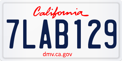 CA license plate 7LAB129