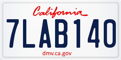 CA license plate 7LAB140