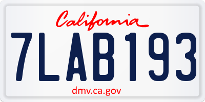 CA license plate 7LAB193