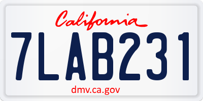 CA license plate 7LAB231